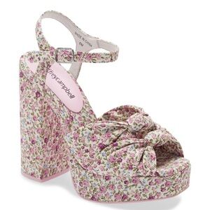 Jeffrey Campbell Floral Print Platform Sandals - Pink and Cream